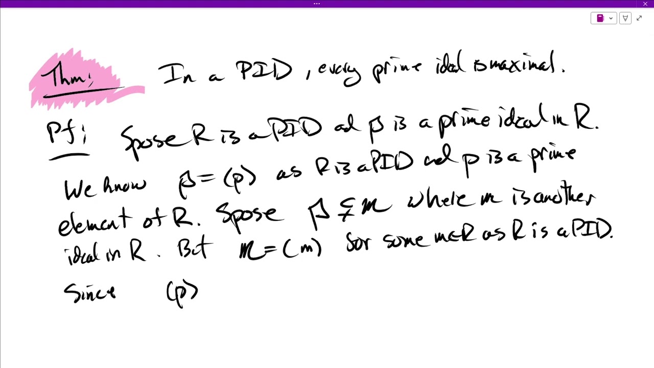 Section 3.4, Principal Ideal Domains, Prime Implies Maximal in a PID