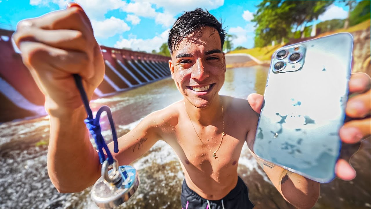 ACHEI UM IPHONE 14 PRO NO LAGO COM A PESCA MAGNÉTICA
