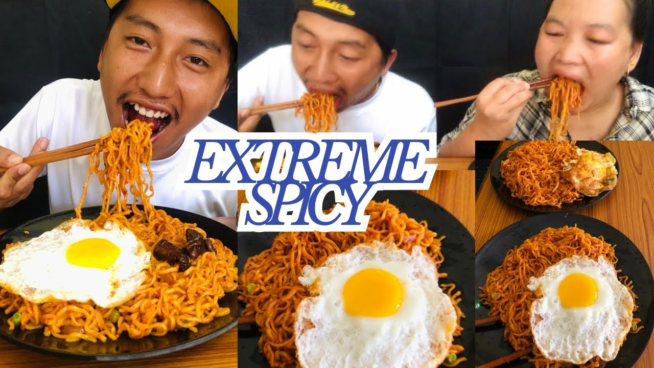 # Extreme spicy nooddle and egg mukbang  chapstick challange