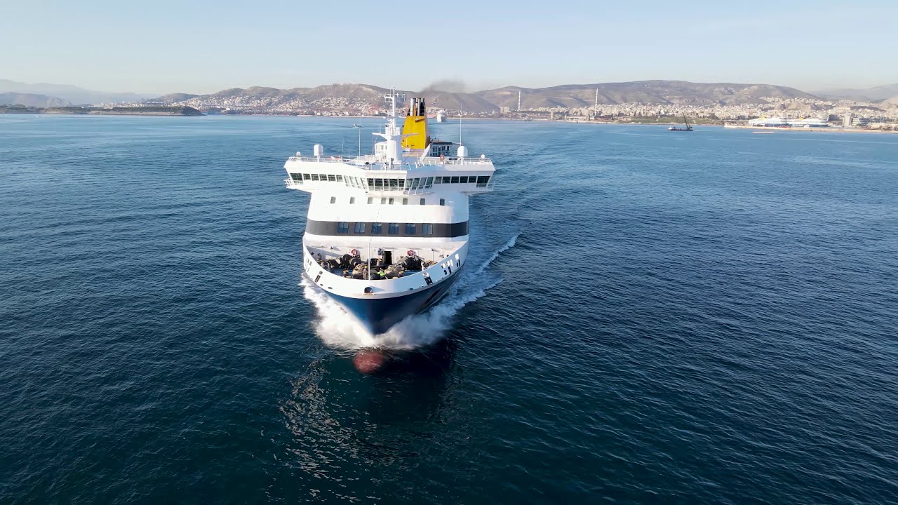 Blue Star myconos/ Blue Star Ferries  aerial drone video