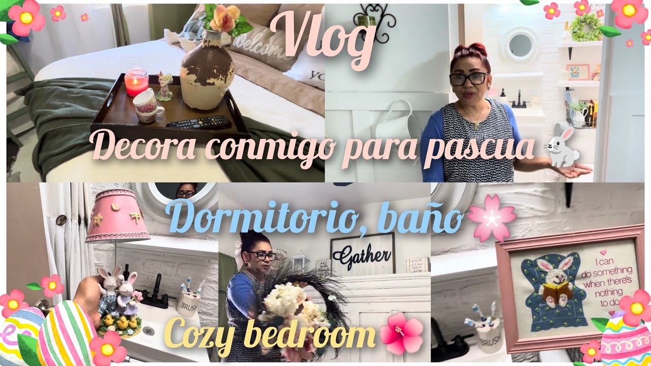 Cómo Decorar una recámara y baño pequeño para pascua 🐣💐 Cozy bedroom ✨🥰