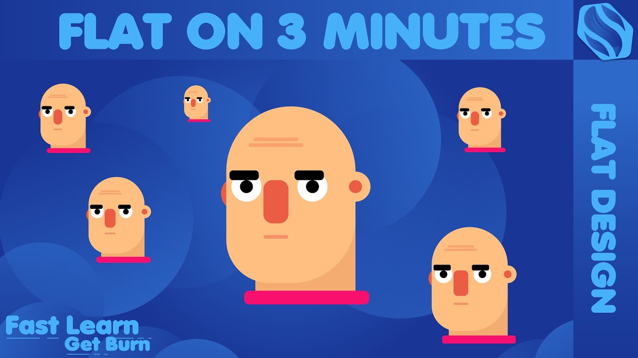 3 minutes, Flat Design Face Character