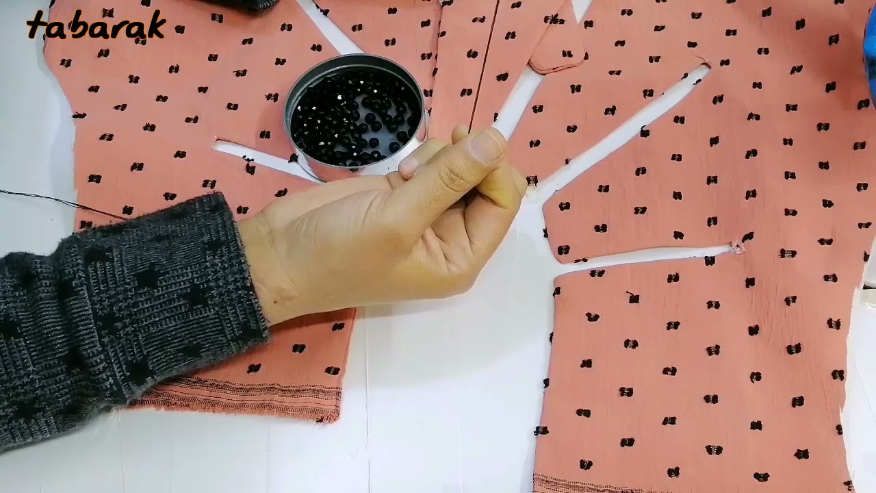 طريقة تفصيل وخياطة/خياطة صدر دشداشة مشغول بلخرز/مع أساسيات الخياطة