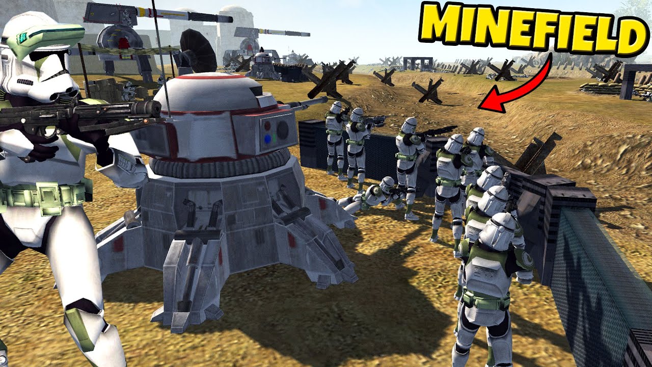 Brutal Republic MINEFIELD FORTRESS! - Men of War: Star Wars Mod Battle Simulator