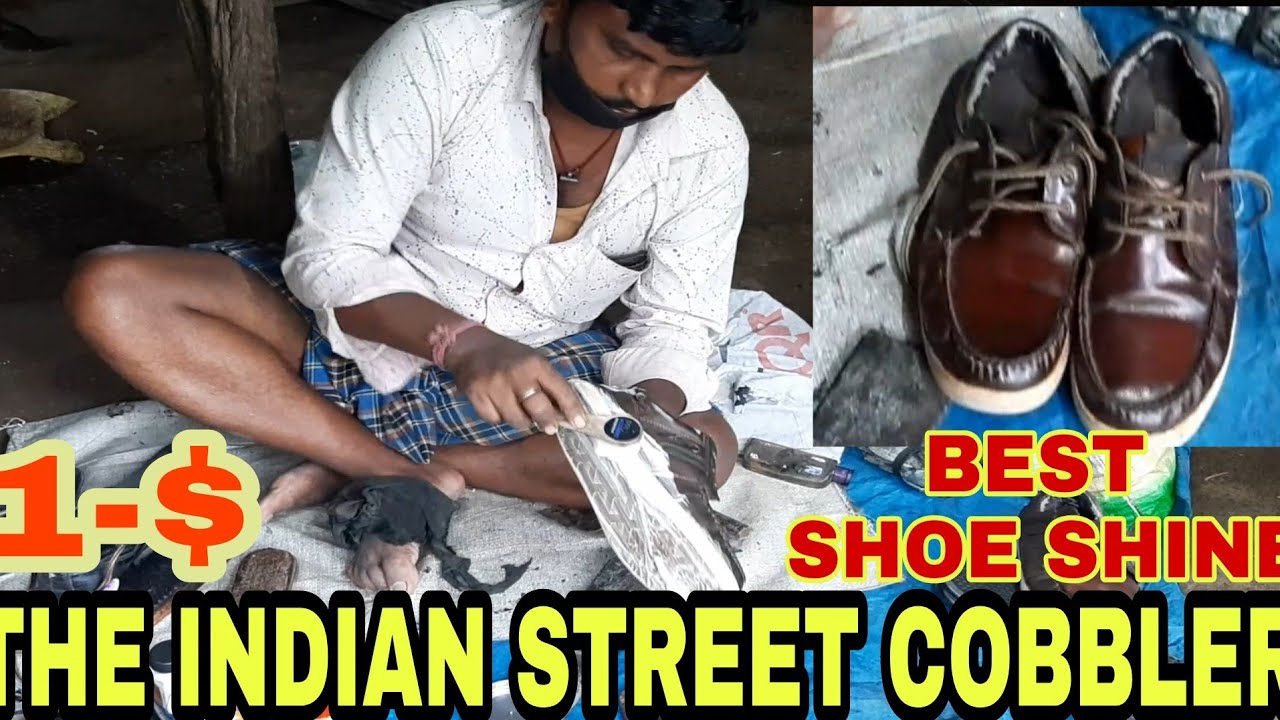 THE INDIAN COBBLER ASMR || BEST SHOE SHINE BY A STREET COBBLER