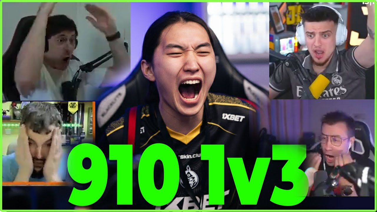 910 INSANE 1V3 CLUTCH | THE MONGOLZ - STREAMERS REACT