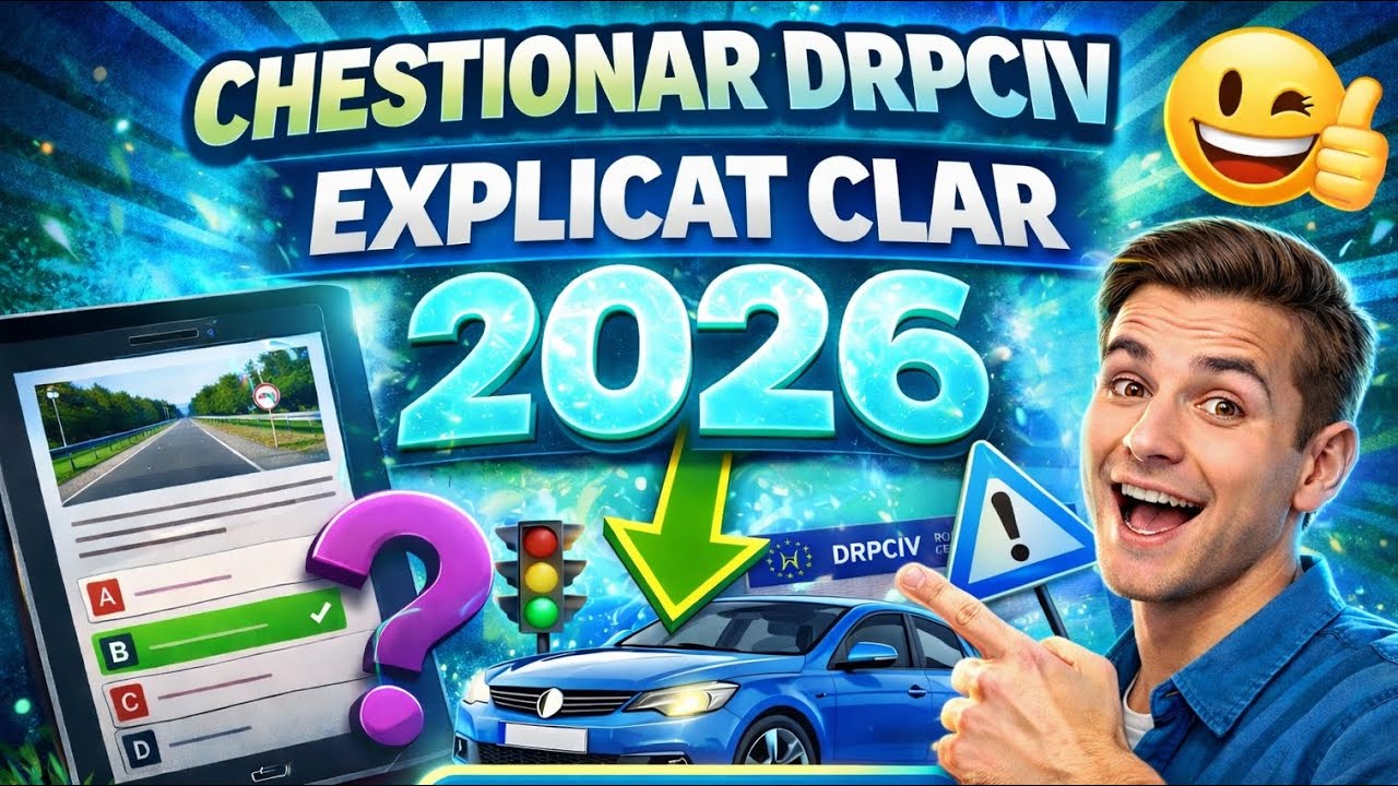 ✅ Simulare Examen Auto 2026 – Chestionar DRPCIV Categoria B Rezolvat | 26/26 Corecte✅ADMIS💯✅