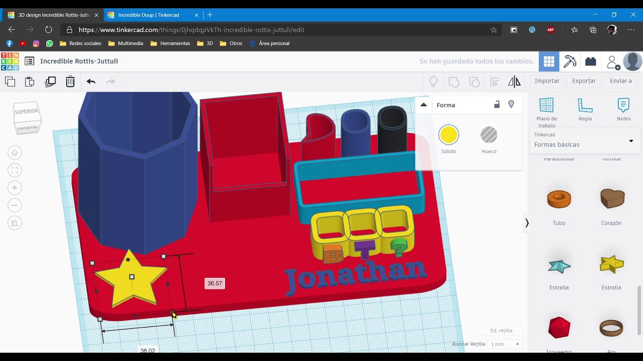 Portalápices en TINKERCAD