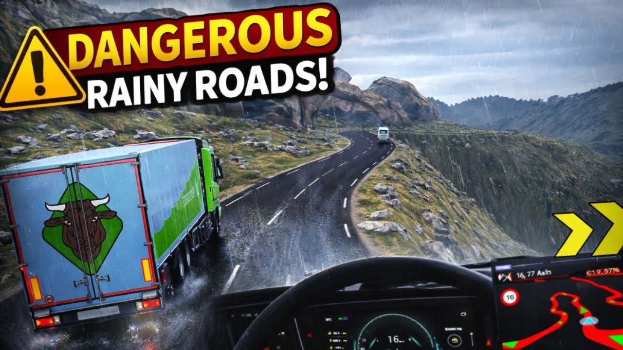 I Almost Slipped Off This Mountain Road 😱 | ETS2 Rainy Drive