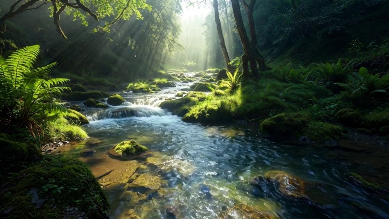 Relax Instantly with Peaceful Forest Stream White Noise for Sleep - 24/7 Live High Quality
