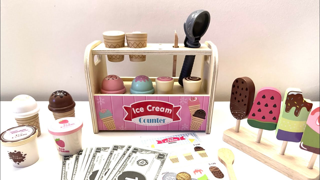 Wooden Ice Cream Shop Toy Setup 🍦 Relaxing ASMR & Montessori Pretend Play