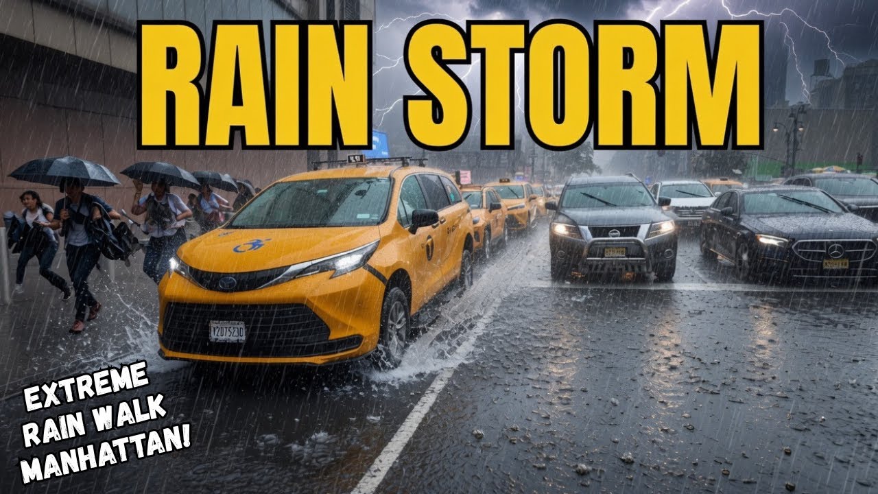 Walking NYC In HEAVY RAIN and Lightning Storms | FLASH FLOODING 