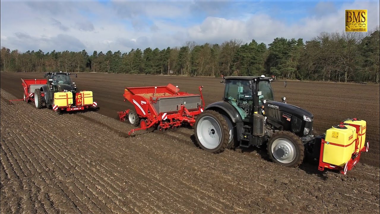 Zwillinge im Einsatz - 2 Kubota M7151 Traktoren & Grimme Pflanzmaschine GL 430 pflanzen Kartoffeln