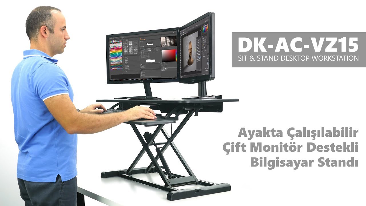DK-AC-VZ15 Sit & Stand Dual Monitor Workstation