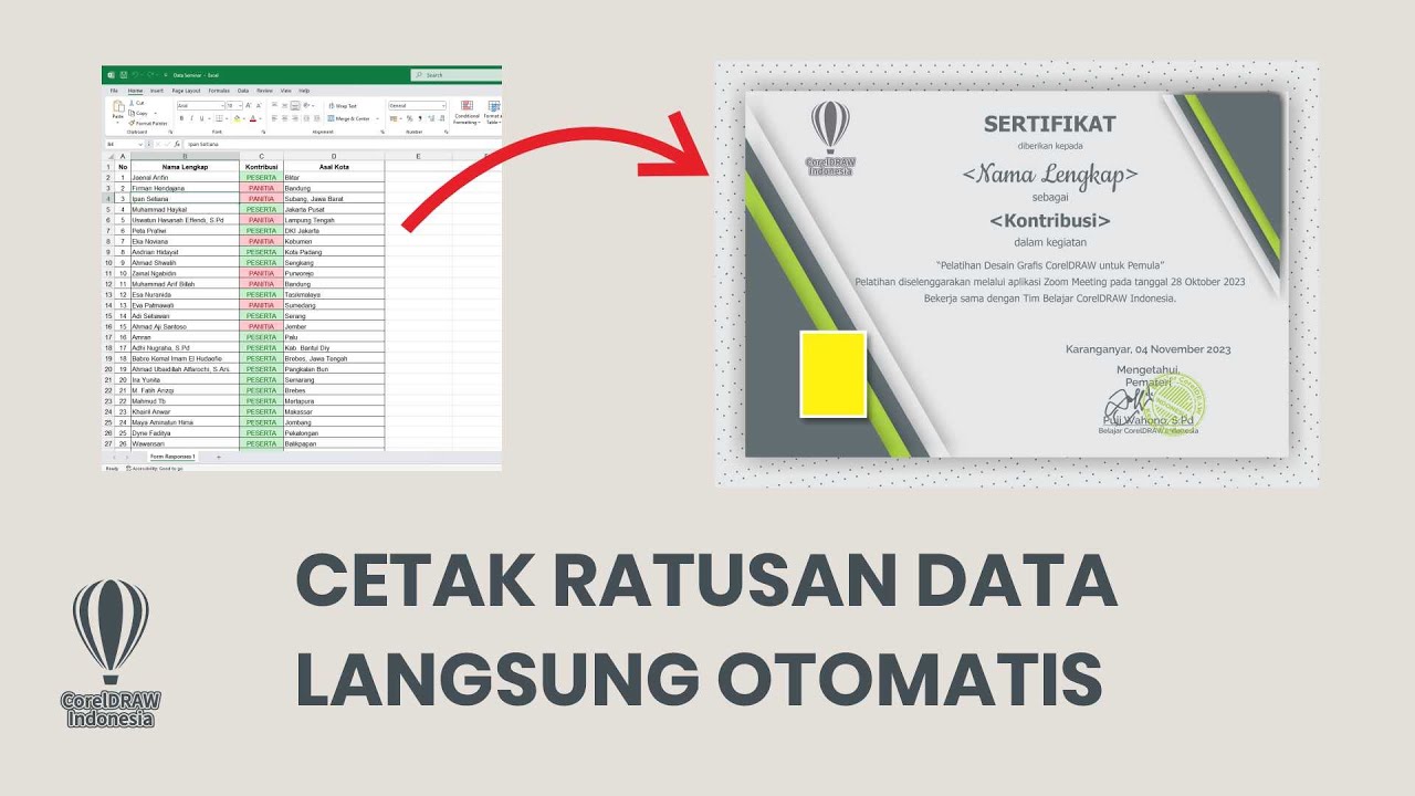 TUTORIAL PRINT MERGE COREL DRAW DARI NOL
