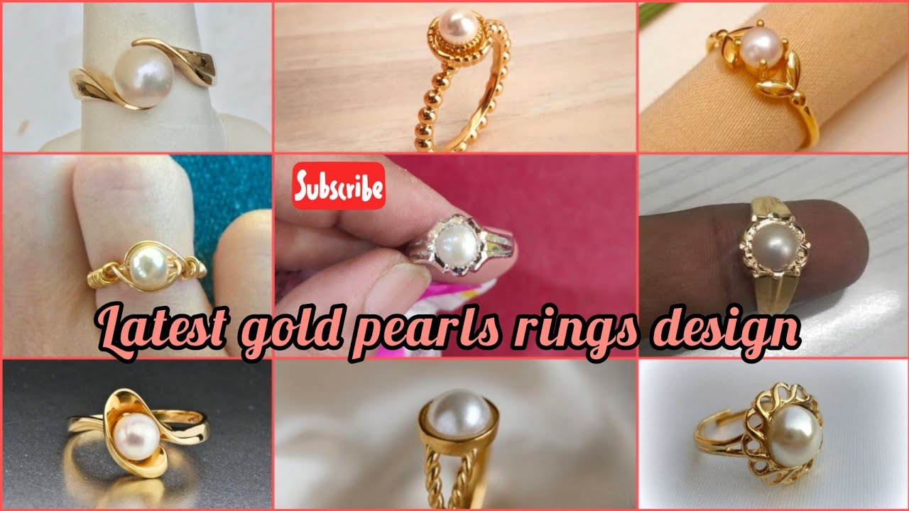 latest gold pearls rings design with weight ll muthyam rings collection ll rings