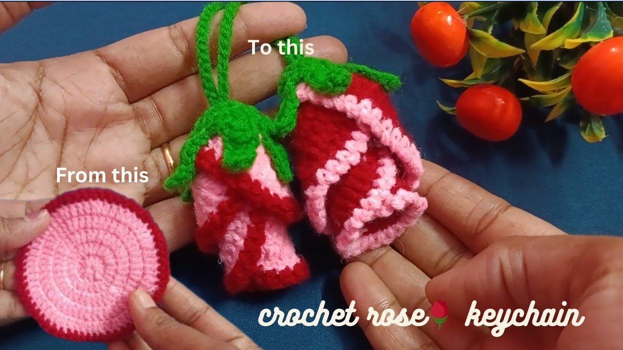 Crochet rose🌹keychain | crochet rose keychain tutorial | mini rose bag charm tutorial| #crochet