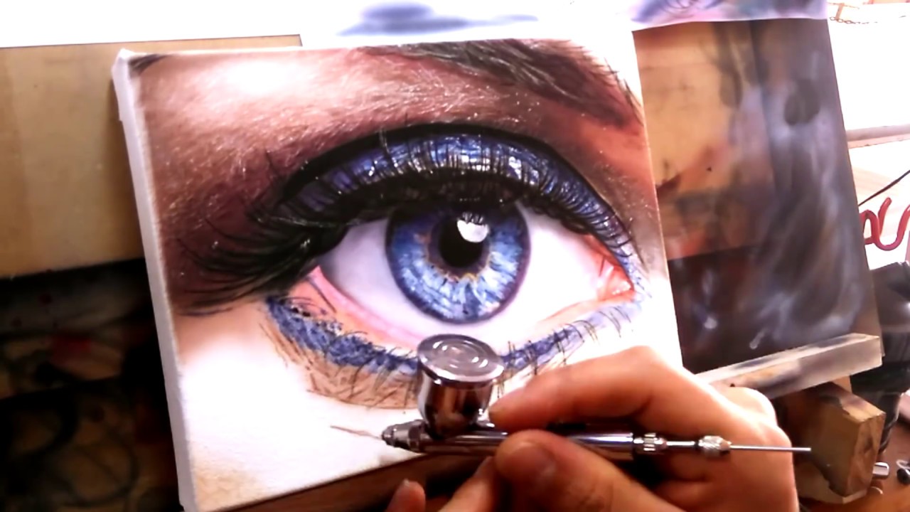 How to paint a Realistic Eye /How to airbrush Airbrush a Realistic Art