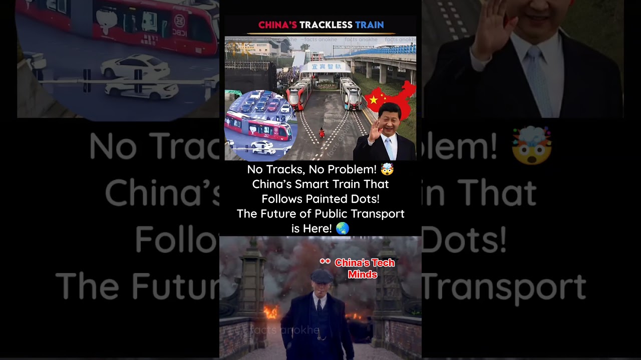 China’s Futuristic Trackless Train 😲🚆🔥 | Smart Transit That Follows Painted Dots!