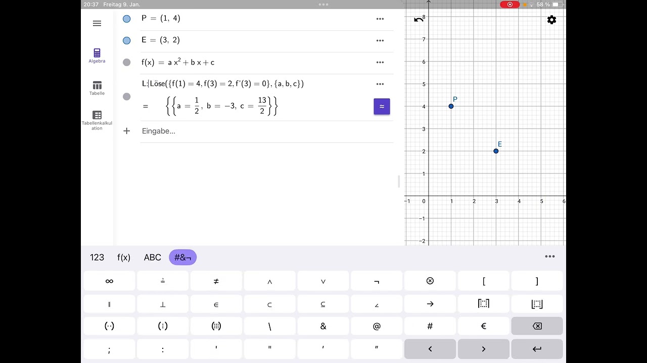 Steckbriefaufgabe mit GeoGebra lösen