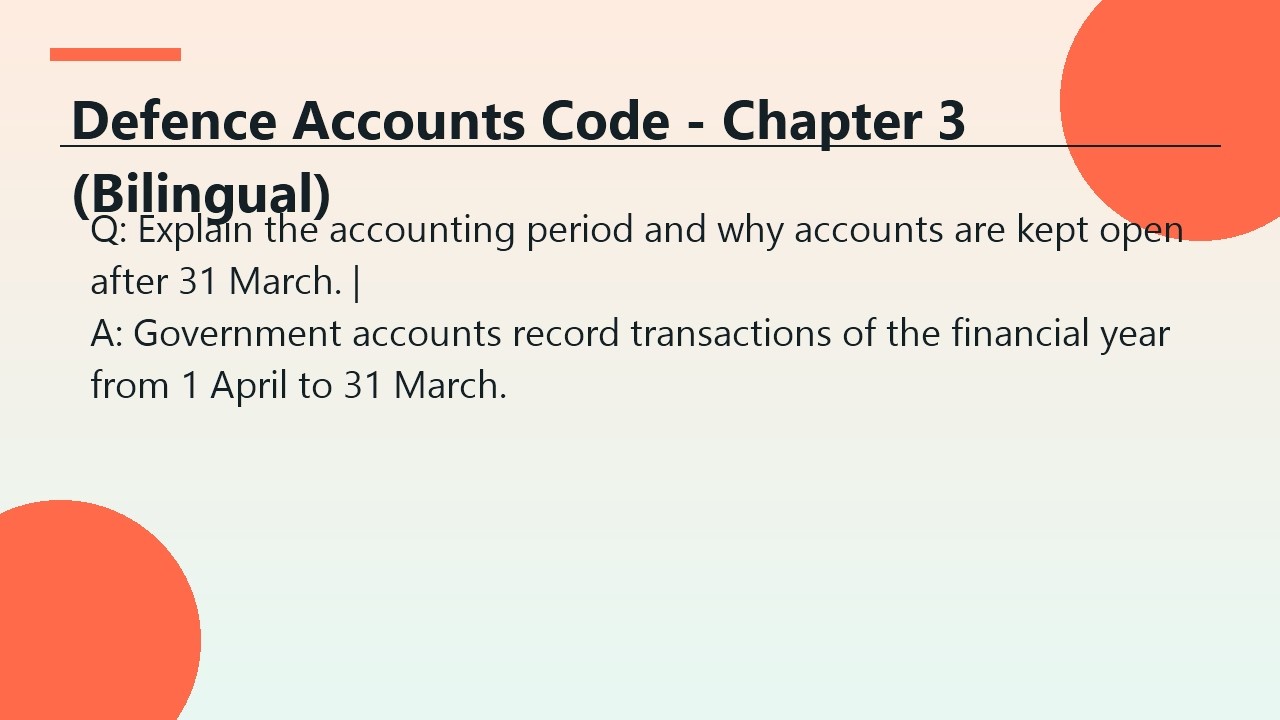Defence Accounts Code - Chapter 3
