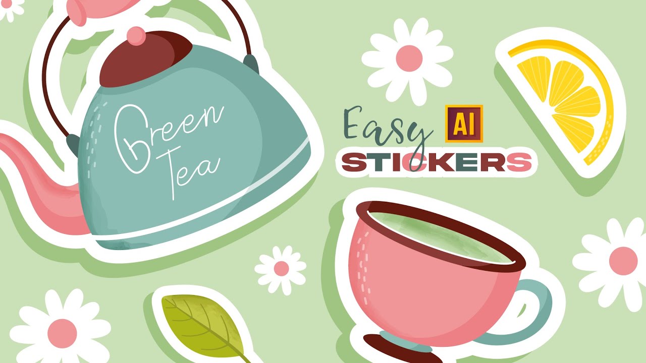 HOW TO DRAW AN EASY STICKERS WITH WATERCOLOR TEXTURE | TUTORIAL IN ADOBE ILLUSTRATOR