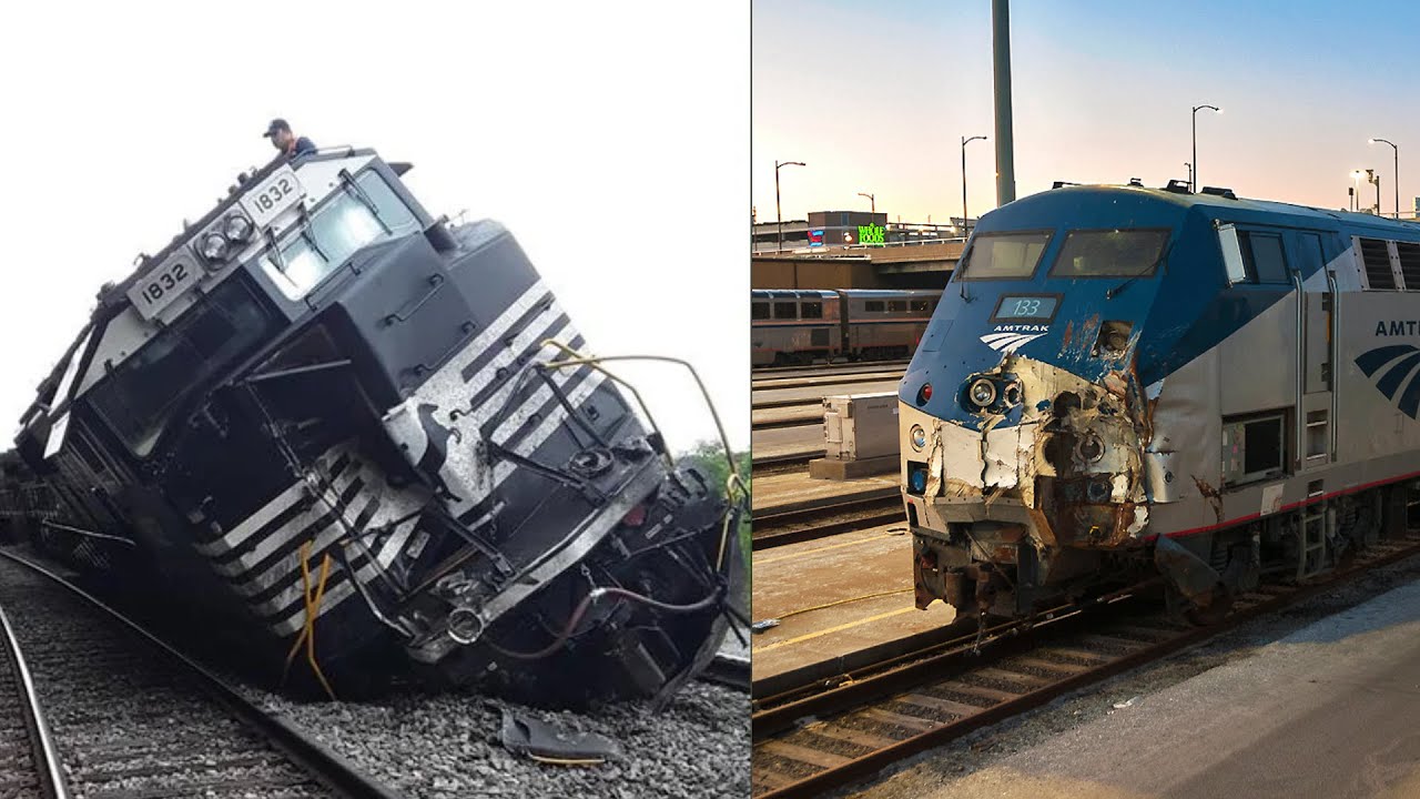 Amtrak & Freight Train crash Compliation 