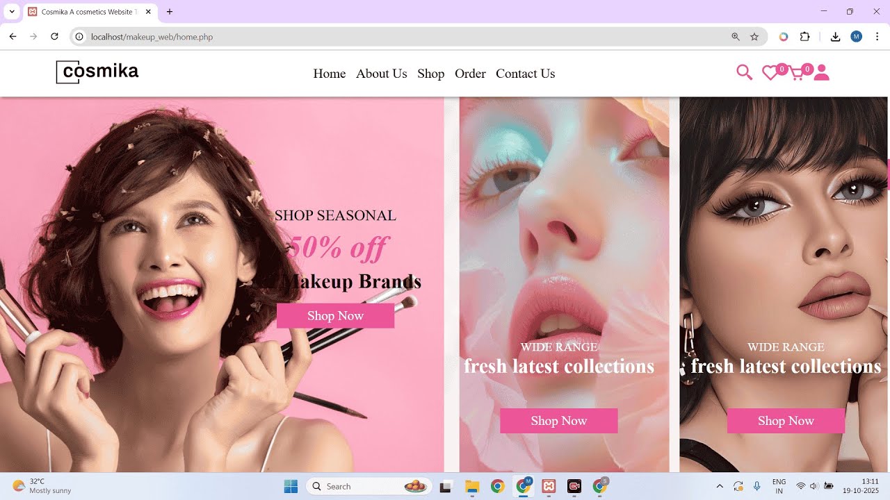 7.full stack makeup Shop Website using: HTML, CSS, JS, PHP & MySQL (full site) part seven