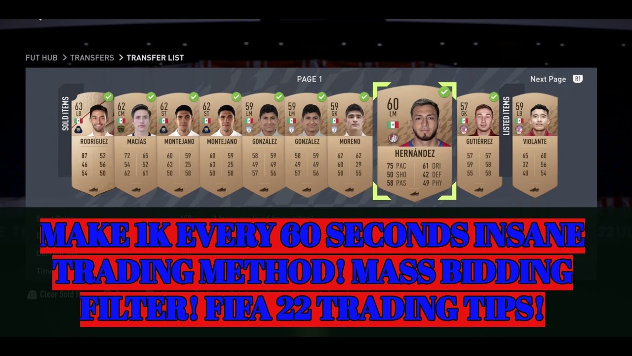 OMG!! MAKE 1K EVERY 60 SECONDS INSANE TRADING METHOD! MASS BIDDING FILTER! FIFA 22 TRADING TIPS!