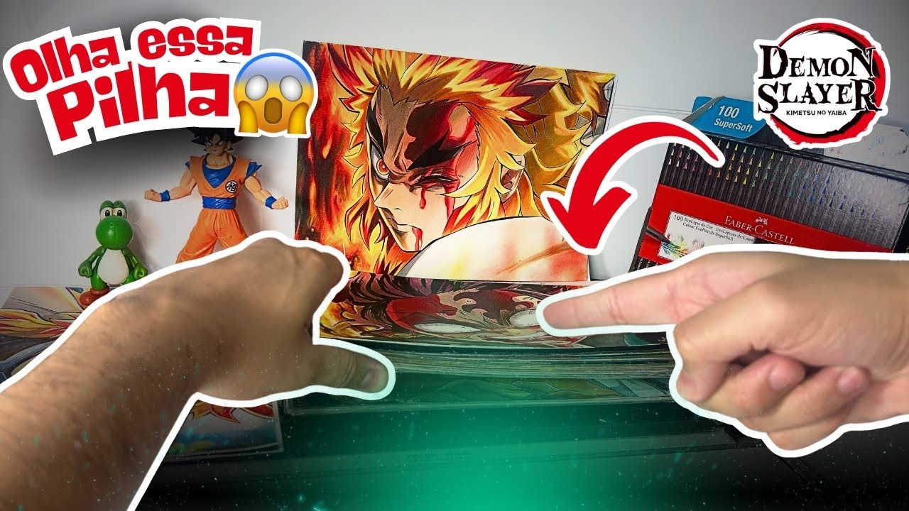 😱 EITA! Mostrando Minha Pilha GIGANTE de Desenhos de Demon Slayer (Kimetsu no Yaiba) 🔥| PRIMEIRA VEZ