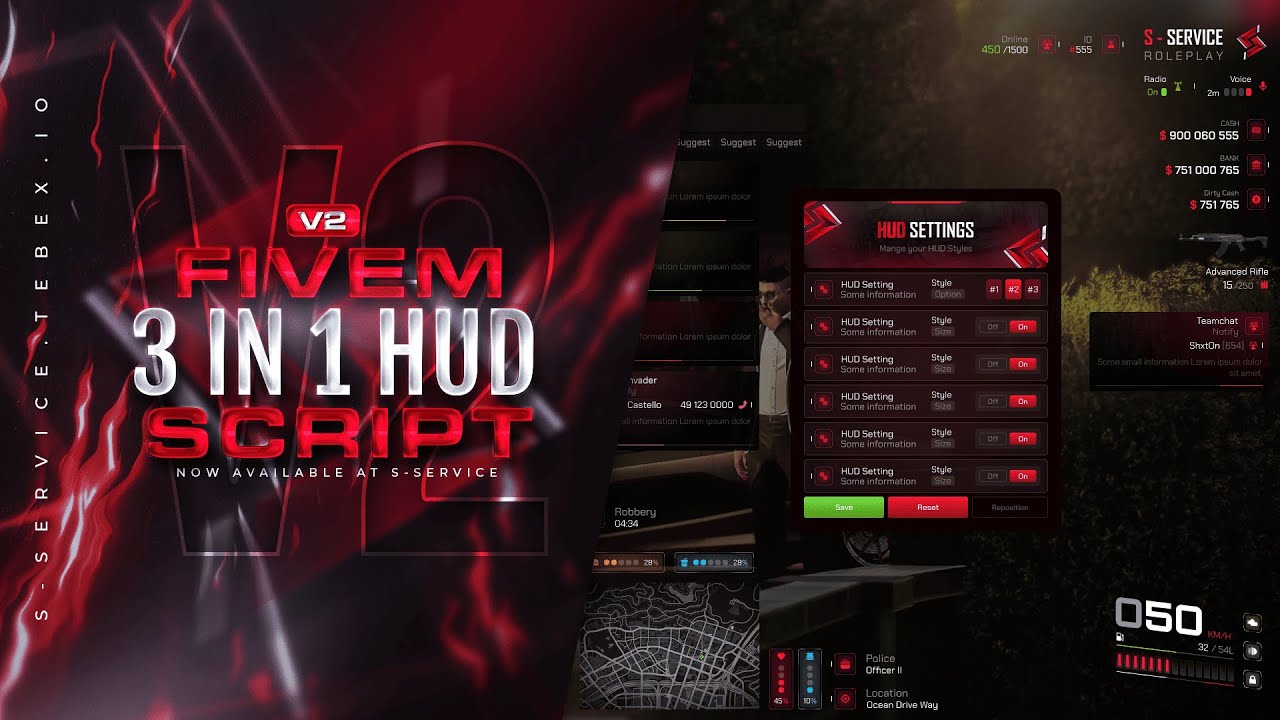 [ESX/QB] S - HUD V2 | Premium 3 in 1 HUD