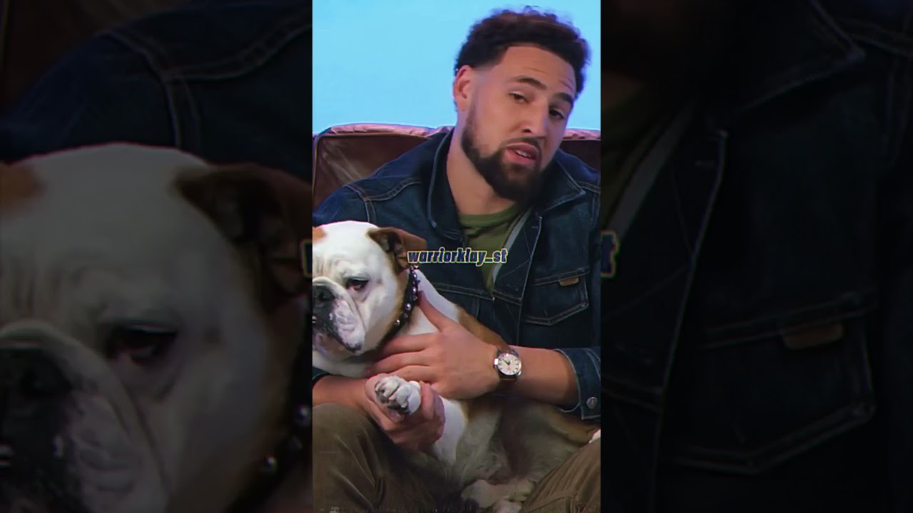 Klay Thompson and his best friend Rocco 💙 #nba