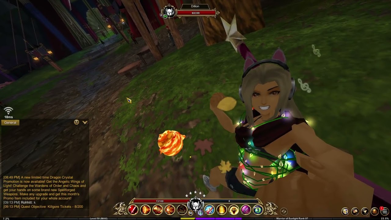 AQ3D AdventureQuest 3D Player Sacred Faith obtained Flex it title and Cinematic emote !! gameplay
