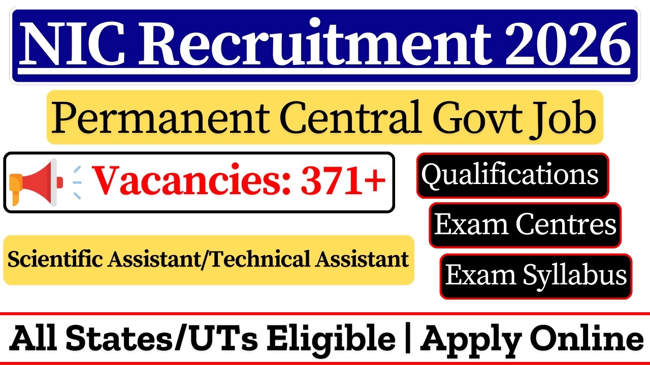 ✅ NIC STA Recruitment 2026 | Scientific Assistant Vacancy 2026 | Technical Assistant Vacancy 2026