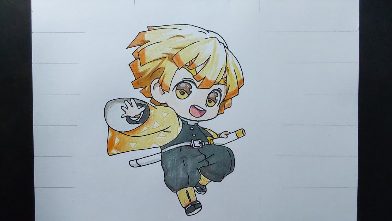 How to draw Zenitsu chibi
