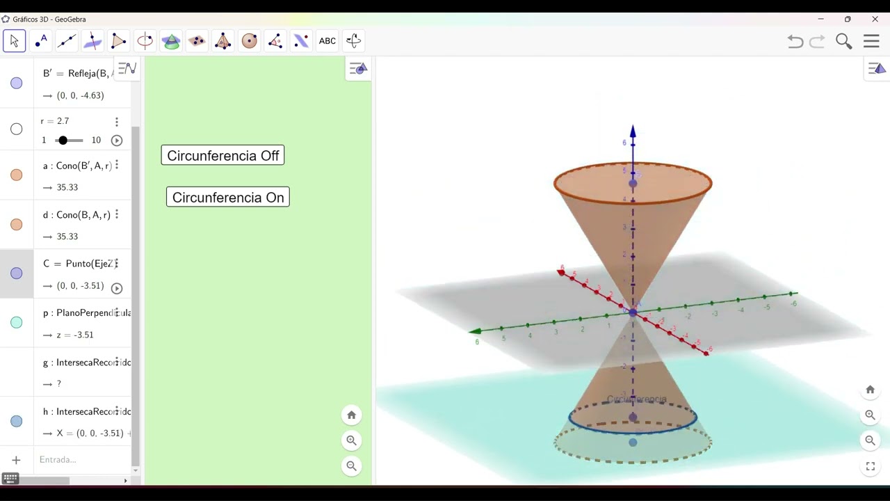 Cónicas 3D con Geogebra