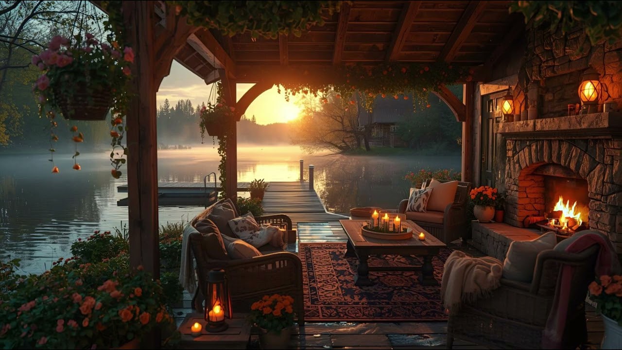 Golden Sunset After the Storm 🌅 Cozy Spring Lake Patio Ambience