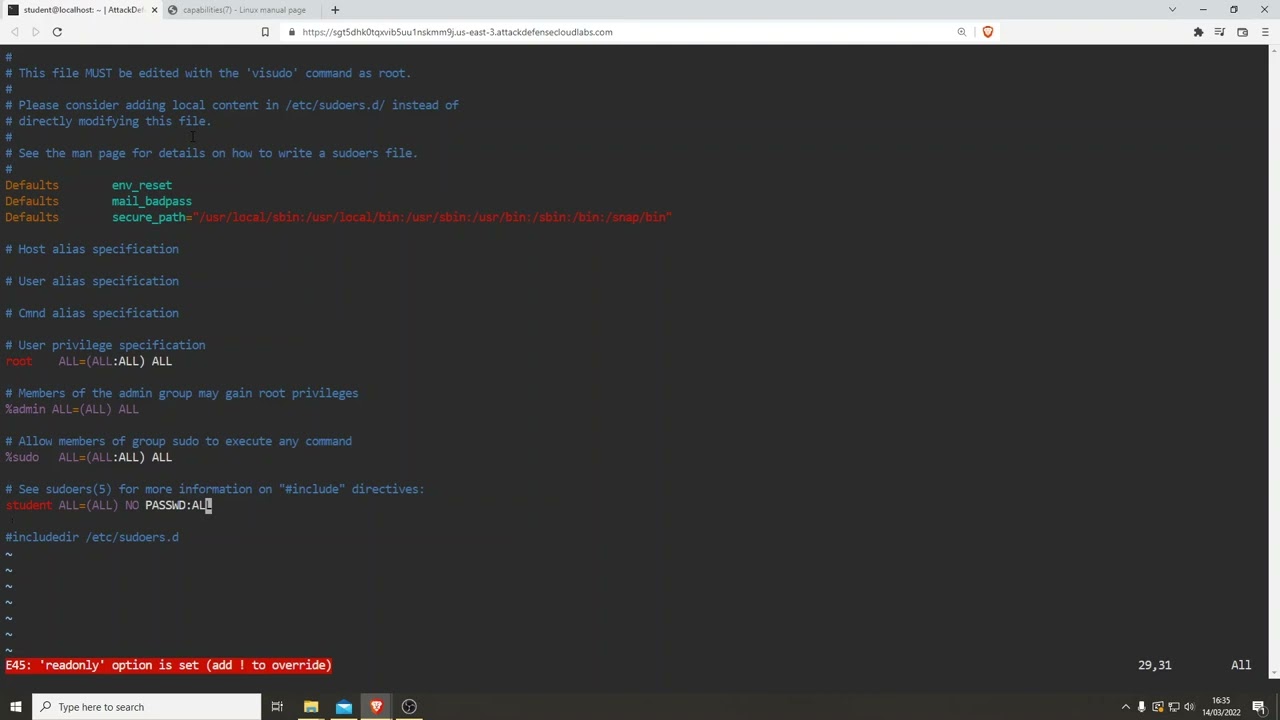 Privilege Escalation - Getcap override set on Vim