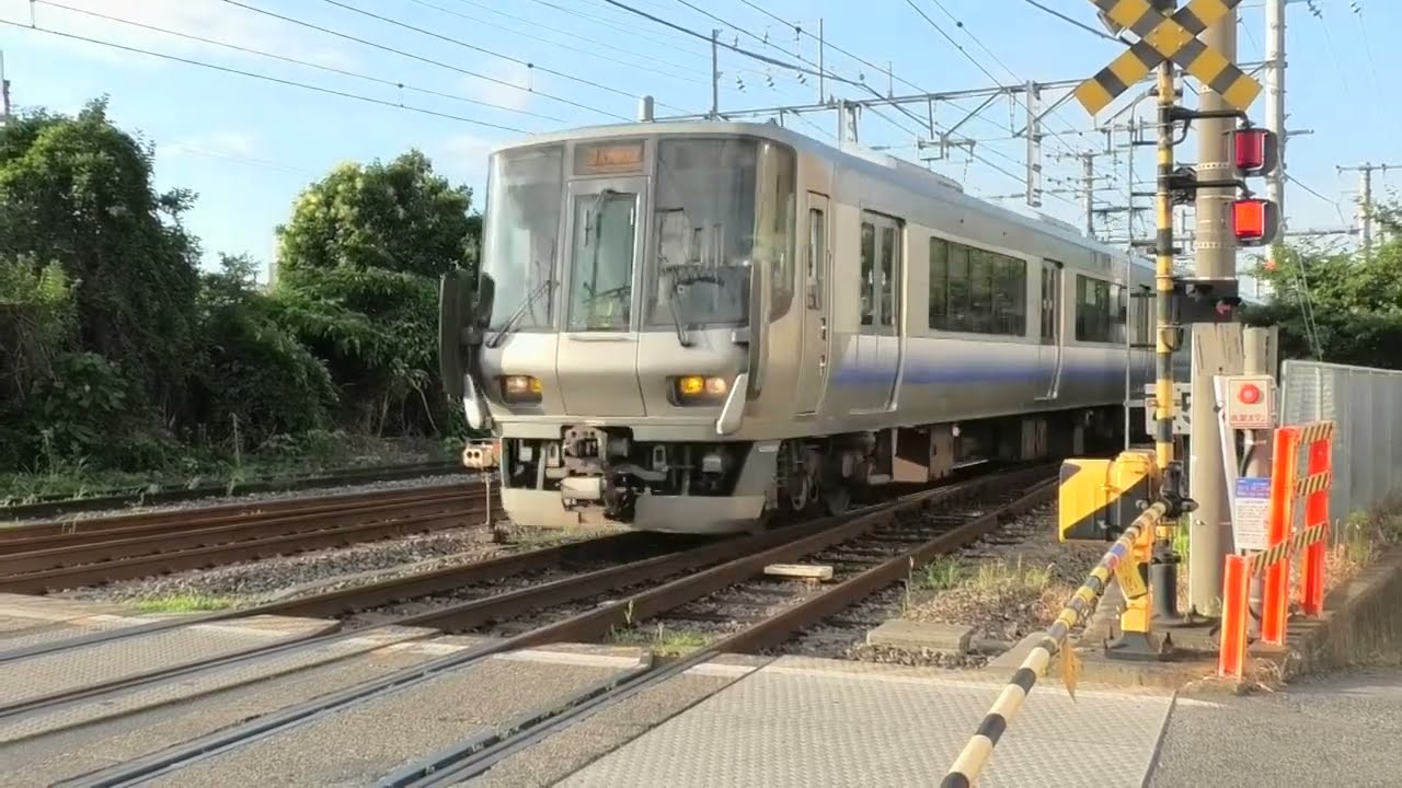 JR阪和線【R】第二牧野【22-3】踏切  通過＆高速通過集