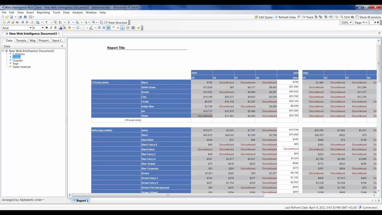 Web Intelligence - Crosstabs, Breaks & Subtotals