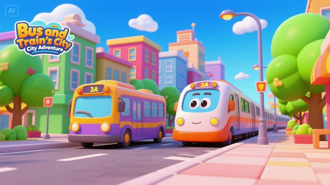 Bus and Train’s City Adventure | Nursery Rhymes & Kids Songs