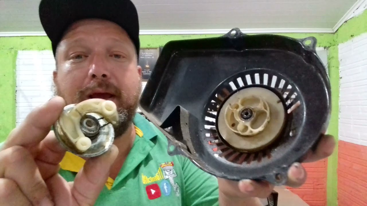 como trocar a mola e a cordinha do gerador MG950 ou 850   2 tempo