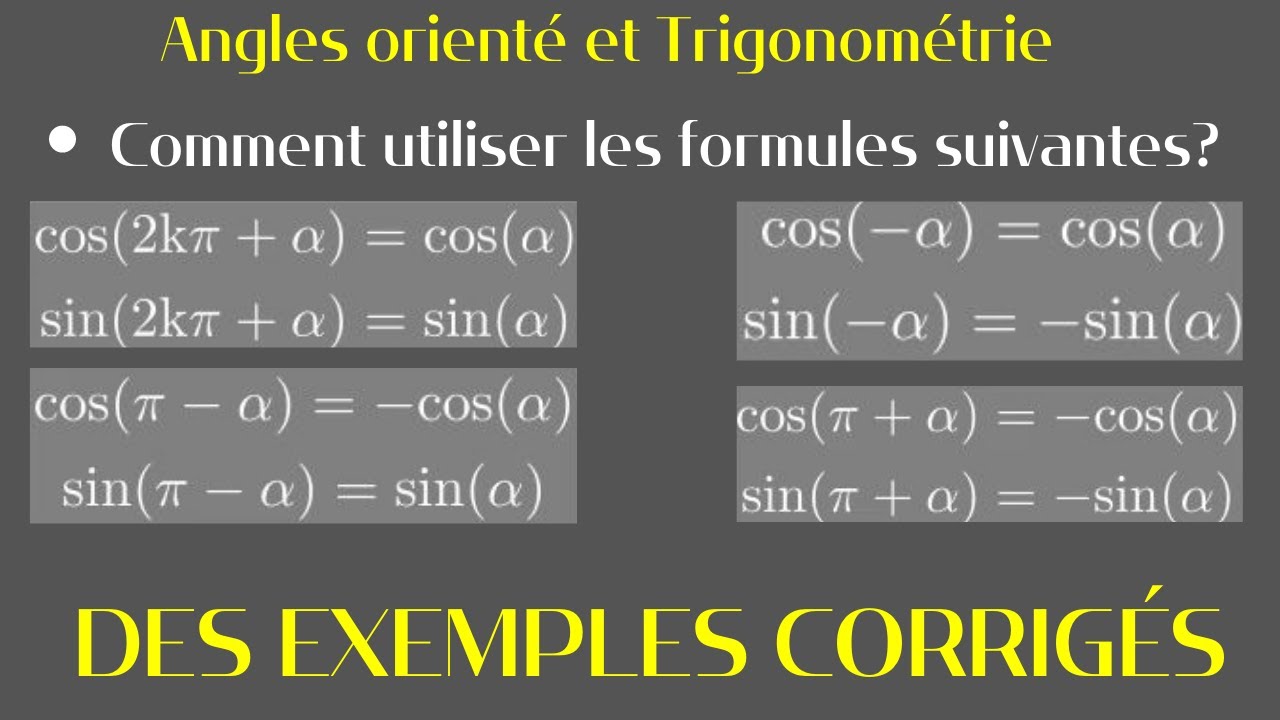 #1 Comment bien utiliser les relations entre le cosinus et le sinus de x, -x,  π-x, et π+x. 2S-1S-TS