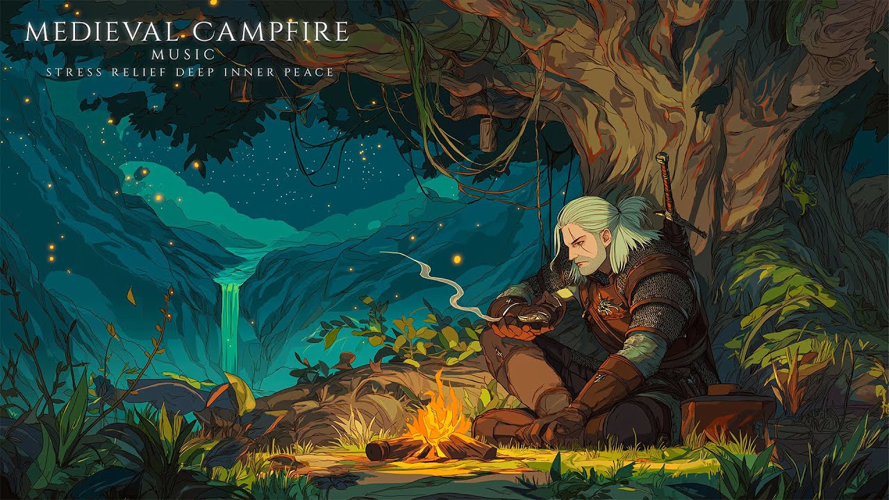 Calm Medieval Campfire Music | Stress Relief Deep Inner Peace