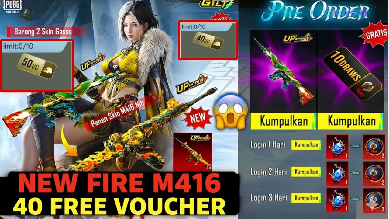 🤯 Free M416 Ultimate 50 Voucher & Free Upgraded M416 PRE-ORDER Event & Free New Event | PUBGM