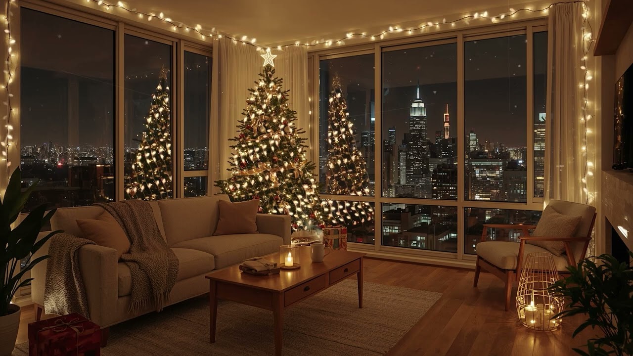 Christmas Night in a Cozy Apartment | Calm Lofi Music & Warm Lights