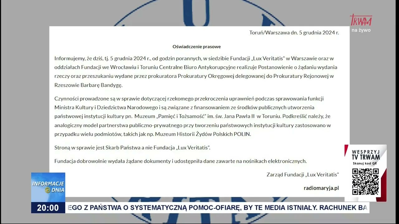 Oświadczenie Fundacji Lux Veritatis