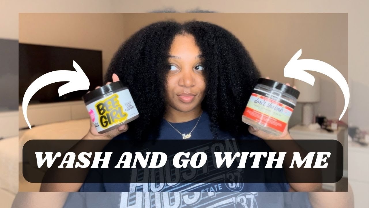 WASH AND GO WITH ME |  USING AUNT JACKIE'S DON'T SHRINK + THE DOUX BEE GIRL HONEY CURL CUSTARD
