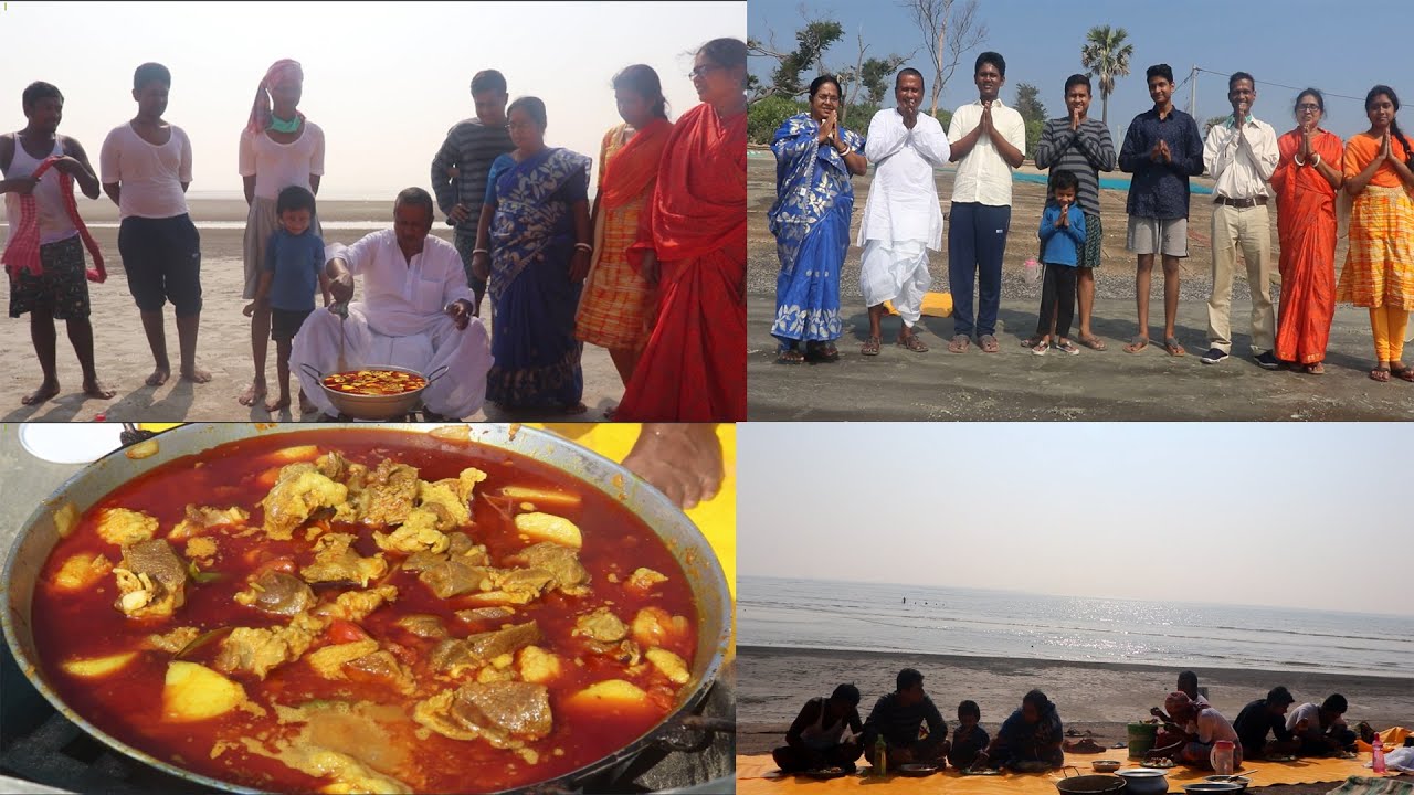 India west bengal/bay of bengal fajer ganch sea beach with family members picnic