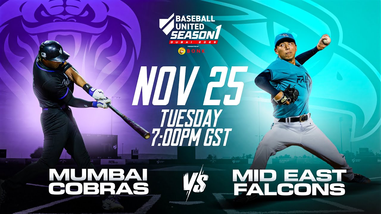 Mumbai Cobras vs Mid East Falcons Live Stream (Nov 25) | 2025 Baseball United Season One